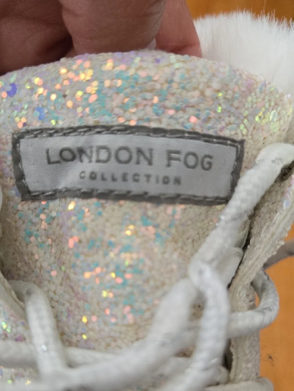 London Fog Girls' Silver Glitter Snow Boots with White Faux Fur